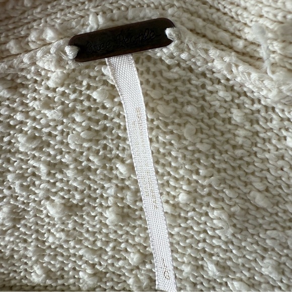 Free People Found My Friend Knit Sweater Cardigan Cream Boxy Size Large - Picture 10 of 14